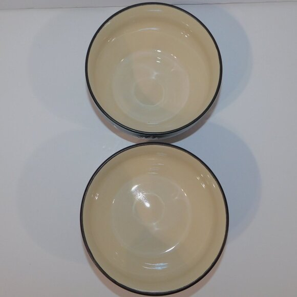 Set 2 Bass Pro Shops Brown Cream Teal Stoneware Canoe Soup Cereal Bowls - Picture 2 of 3